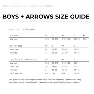 Boys and Arrows size guide for reference.